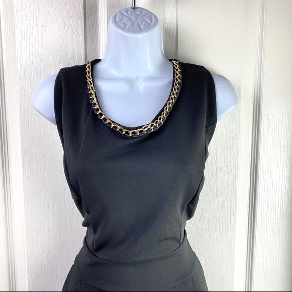 Vintage J for Justify Jumpsuit Retro Disco Black Gold Chain XL - Picture 2 of 4